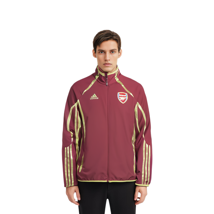 adidas Arsenal Striped Logo Print Zip-Up Track Jacket Men’s Dark Red HA2718 圖 6