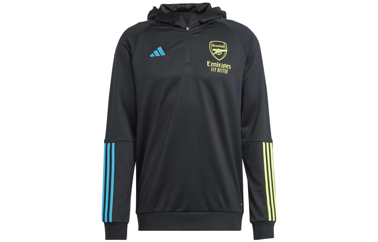 adidas Arsenal Tiro 23 Hoodie Black Sweatshirt with Letter Stripe Print HZ2191