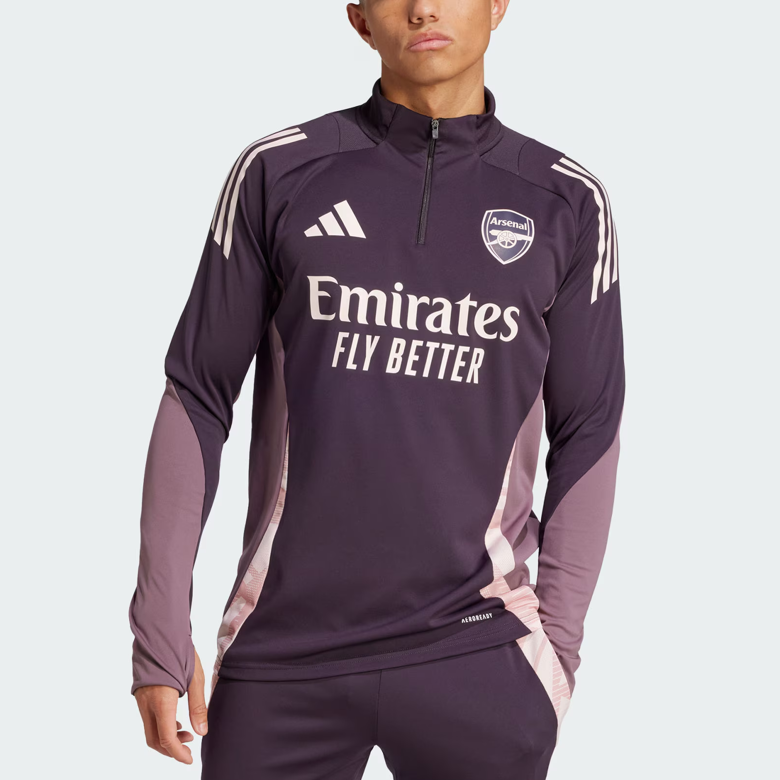 Lookbook アディダス アーセナル Tiro 24 AEROREADY トレーニングトップ ハーフジップ パープル JF2924