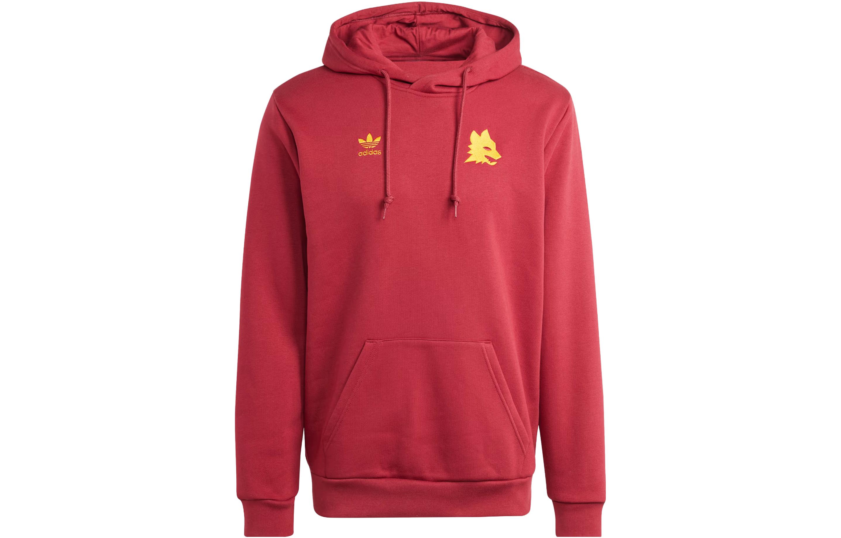 adidas AS Roma Essentials Trefoil Hoodie Red Long Sleeve Sweatshirt IT9634