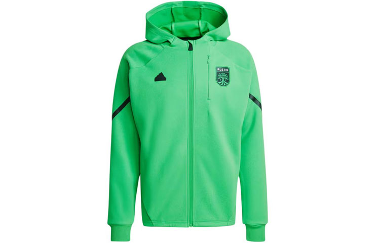 adidas Austin FC Designed for Gameday Anthem Jacket Green Logo Hoodie IQ0706