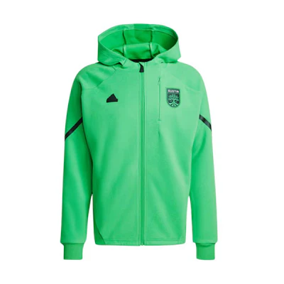 adidas Austin FC Designed for Gameday Anthem Jacket Green Logo Hoodie IQ0706