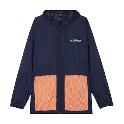 adidas Bao Pack Navy Mesh Pocket Contrast Hooded Jacket Outdoor Wear GN7600