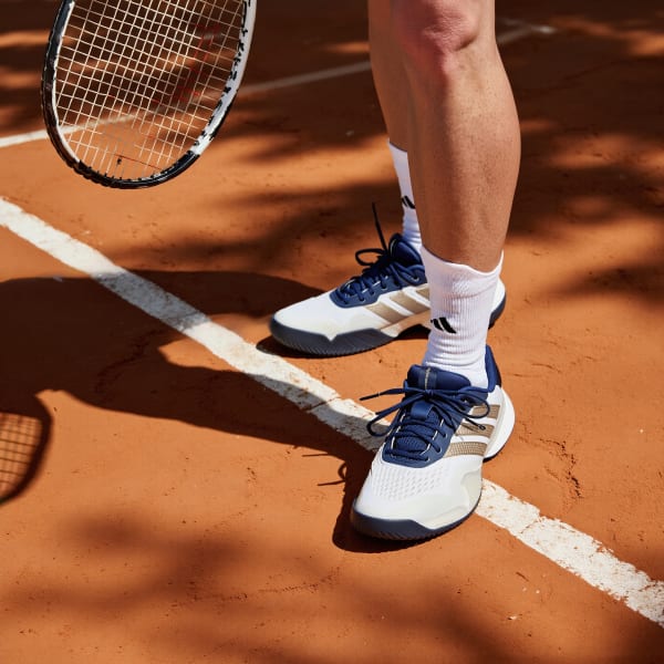 Shop Zapatillas de Tenis adidas Barricade 14 Blanco/Cyber Metálico/Azul Oscuro JR1743