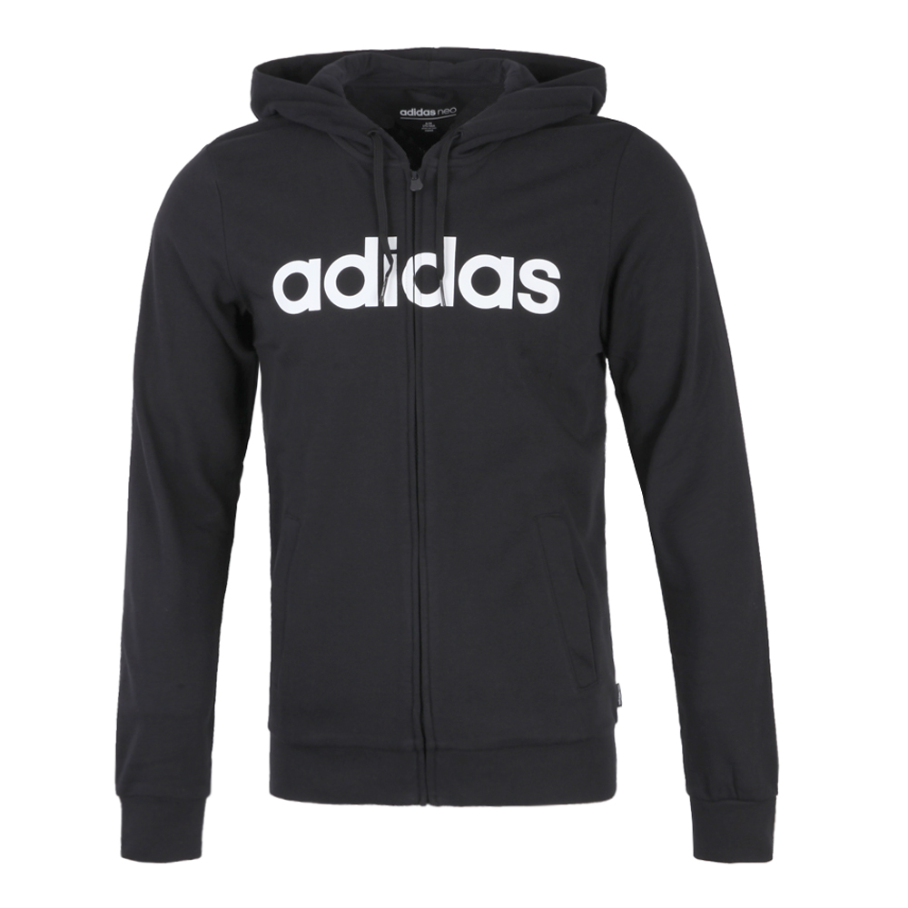 adidas Base Black Logo Zip Hoodie Training Jacket CD3182