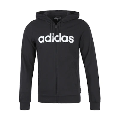 adidas Base Black Logo Zip Hoodie Training Jacket CD3182