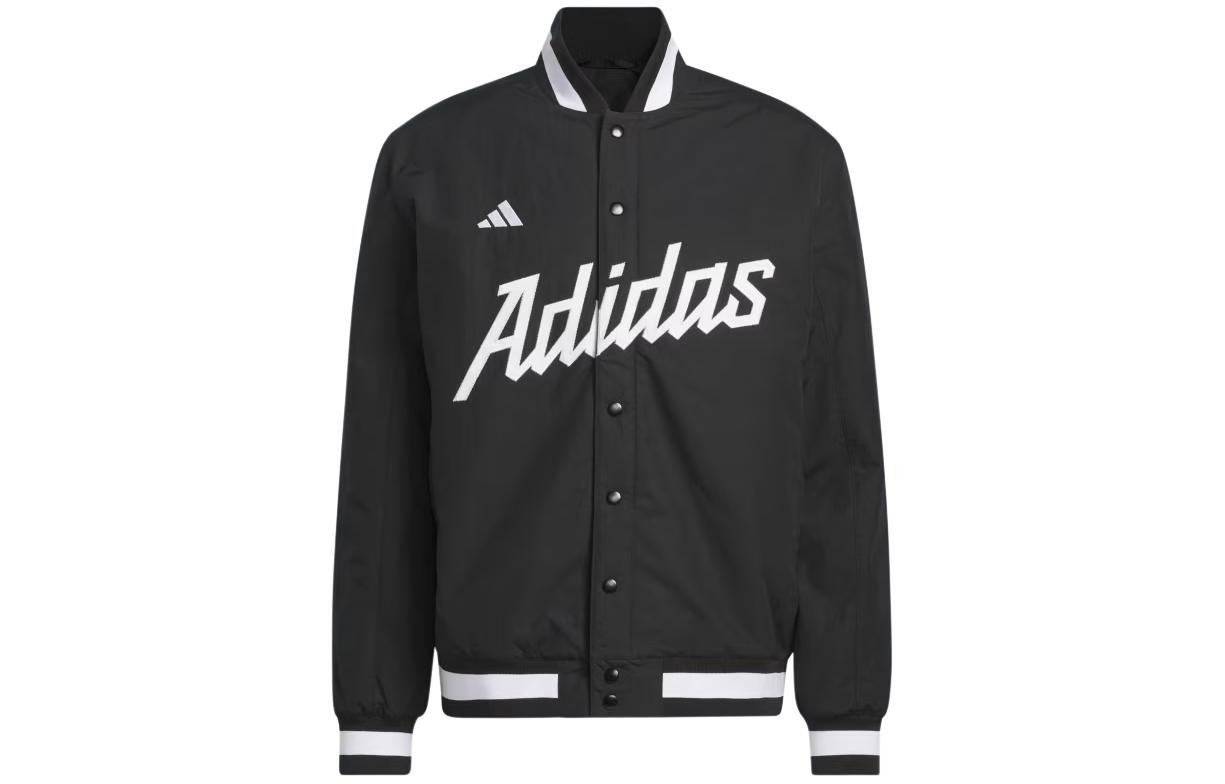 adidas Baseball Coaches Jacket Black Loose Fit Single-Breasted Long Sleeve IN2007