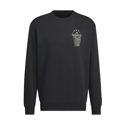 adidas Basketball Crewneck Sweatshirt Black Letter Logo Sportswear IX4910