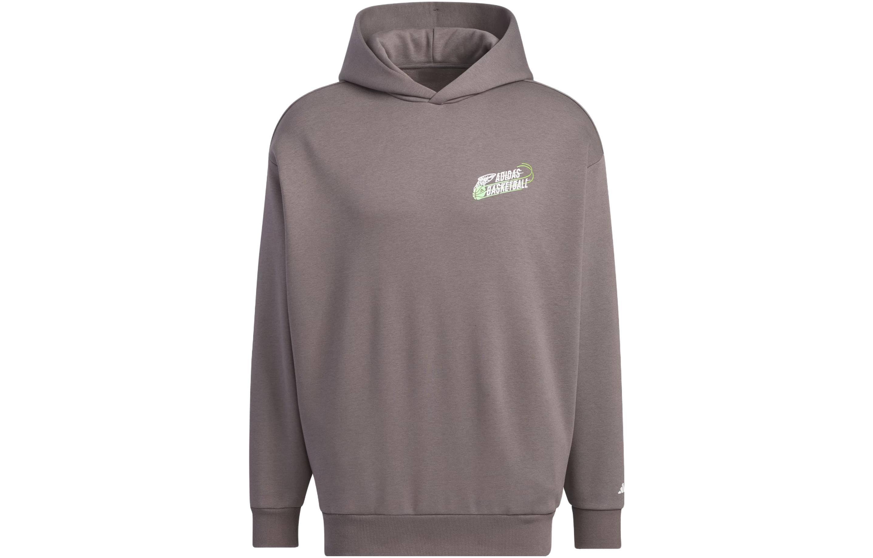 adidas Basketball Graphic Hoodie Unisex Loose Fit Fleece Charcoal Gray JE3504