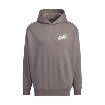adidas Basketball Graphic Hoodie Unisex Loose Fit Fleece Charcoal Gray JE3504