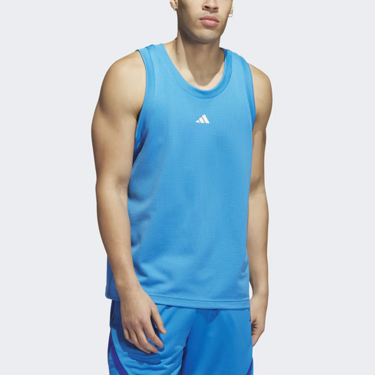 Lookbook adidas 籃球傳奇藍色背心 運動標誌訓練背心。 IL2265