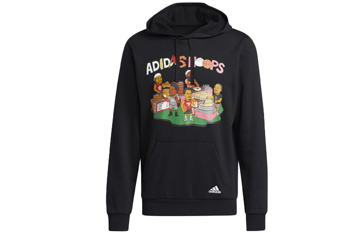 adidas Basketball Letter Print Pullover Sweatshirt - Black H43982