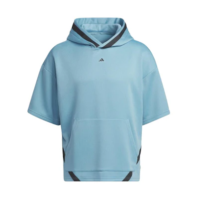 adidas Basketball Select Blue Short Sleeve Hoodie for Men - Colorblock Logo Design IC2422