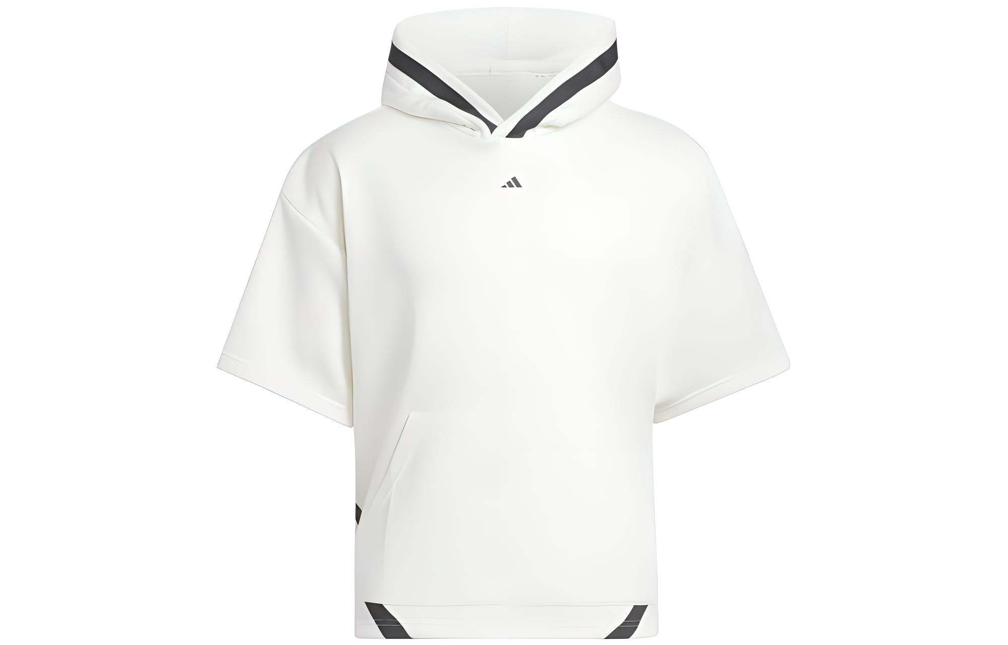 adidas Basketball Select Colorblock Short Sleeve Hoodie - White IC2421