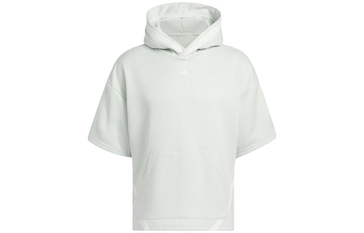 adidas Basketball Select Short Sleeve Hoodie Logo Colorblock Loose Fit - Linen Green Men HY2758