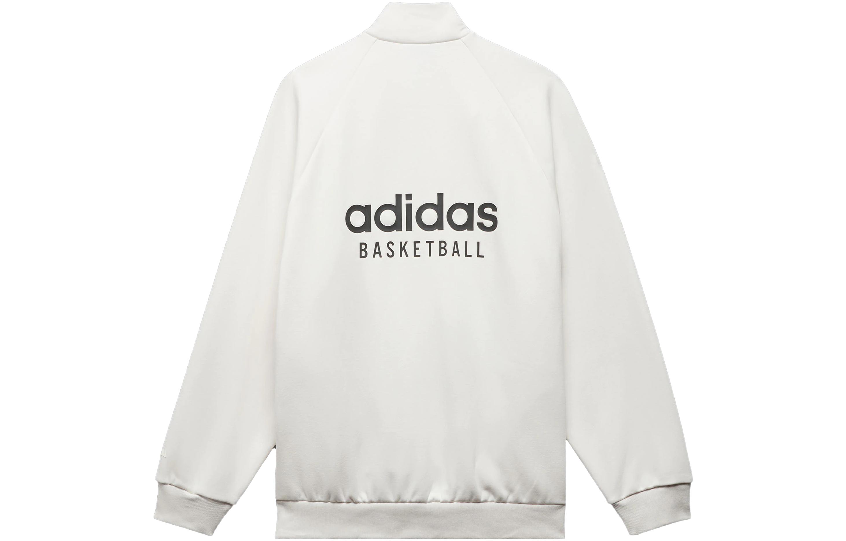 adidas Basketball White Logo Print Jacket Unisex Casual Sportswear HN9271