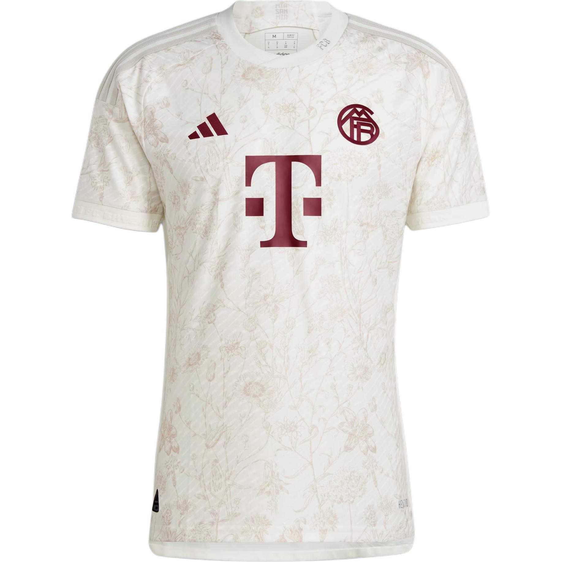 adidas Bayern FC 23/24 Third Player Jersey White Floral Print Soccer Shirt Mens IQ4059