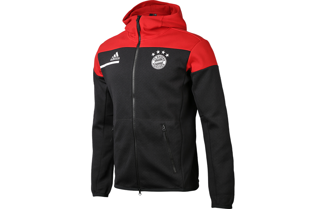 adidas Bayern Munich 20/21 Season Football Hoodie Jacket Black Red Men’s GN5916