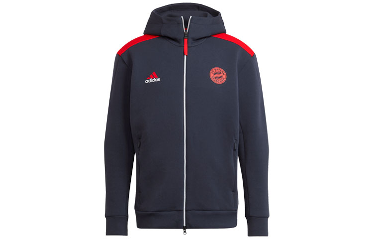 adidas Bayern Munich Football Training Hoodie Jacket Navy Blue GT7084