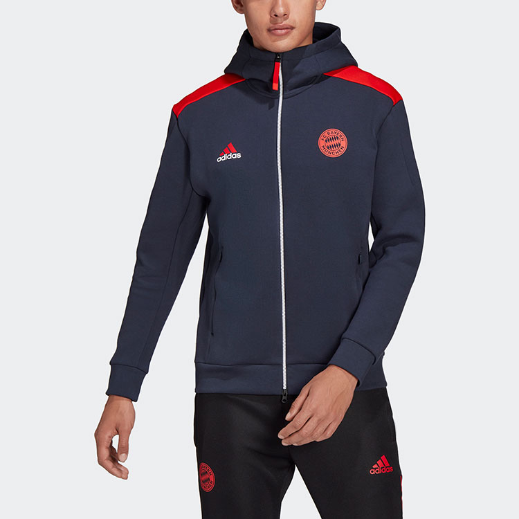 adidas Bayern Munich Football Training Hoodie Jacket Navy Blue GT7084 圖 3