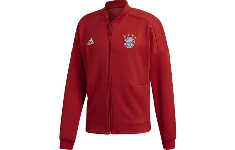 adidas Bayern Munich Logo Embroidered Zip Jacket Red () CY6107