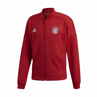adidas Bayern Munich Logo Embroidered Zip Jacket Red () CY6107
