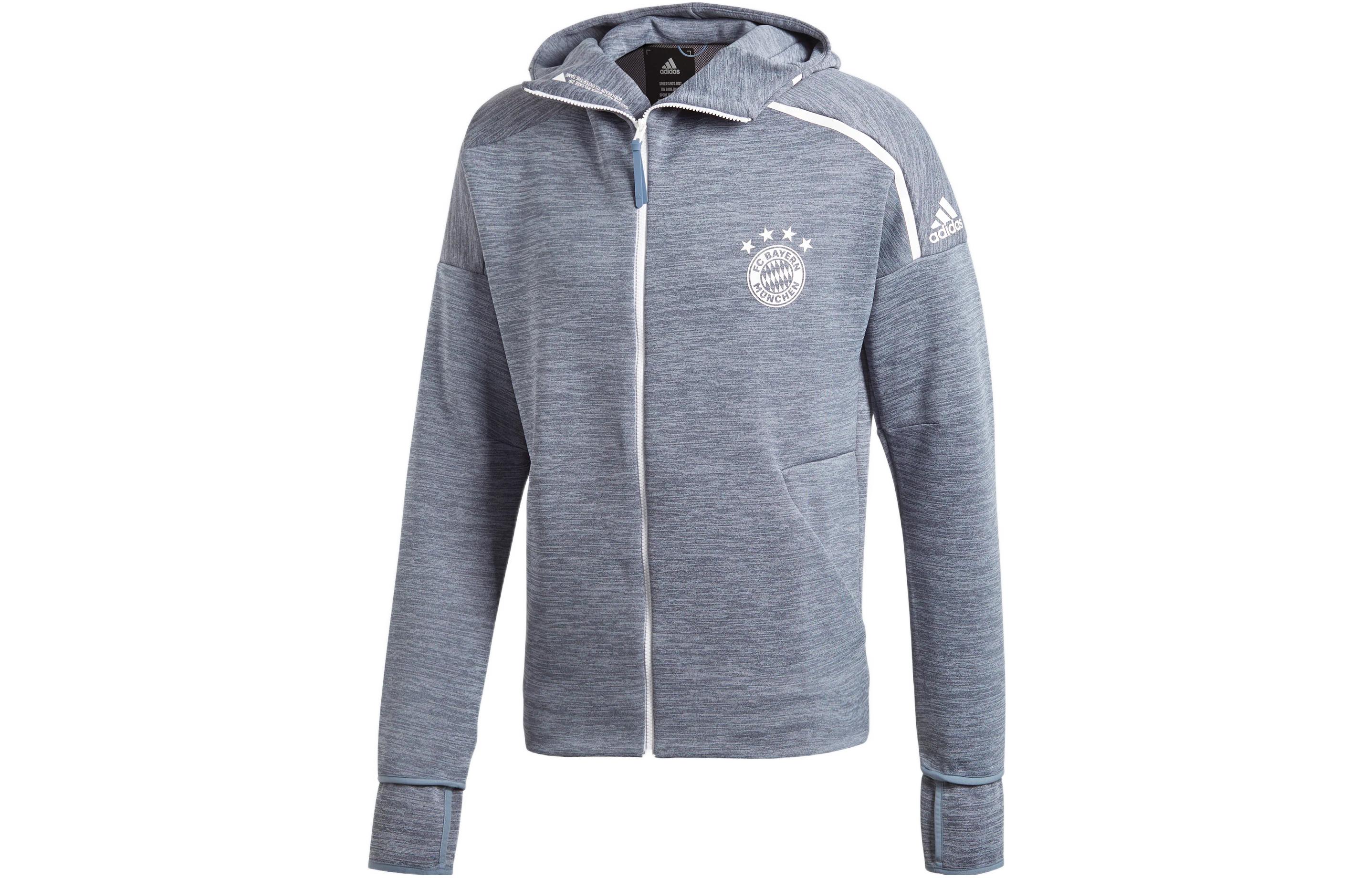 adidas Bayern Munich ZNE HD Logo Print Hoodie Jacket Men’s Blue-Grey CY6101