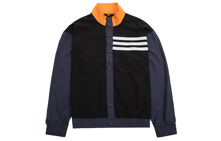 adidas BB Snap Jacket Black - Retro Knit Striped Sports Track Jacket H58333