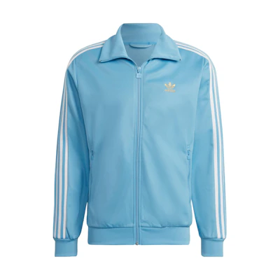 adidas Beckenbauer Solid 3-Stripes Embroidered Logo Retro Track Jacket Blue HK7409