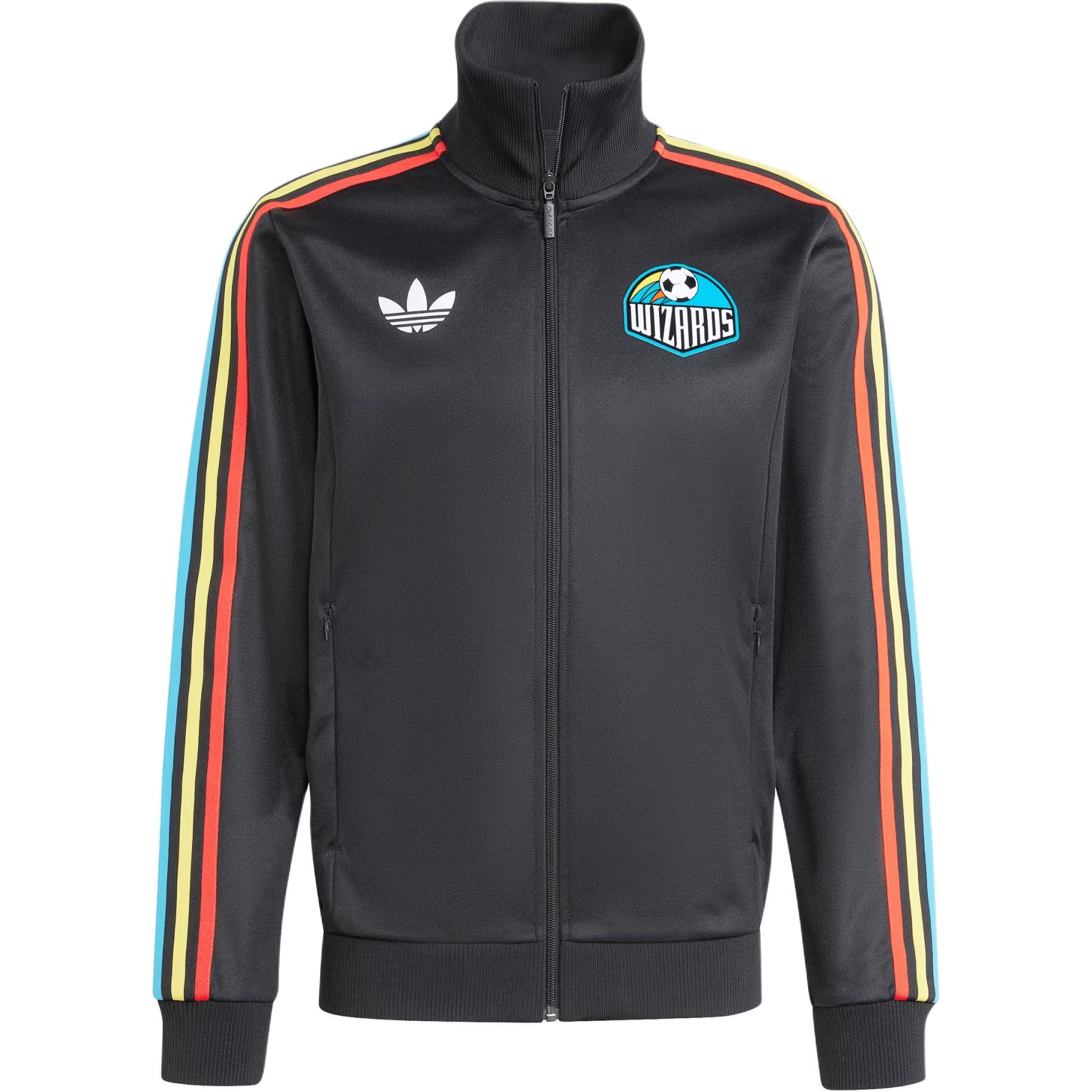 adidas Beckenbauer SS24 Sporting Kansas City Striped Full-Zip Jacket Black Mens JE9496