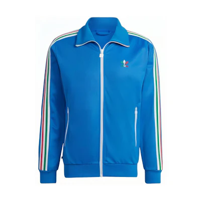 adidas Beckenbauer Track Jacket Blue - Striped Logo High Collar Zip-Up HK7411