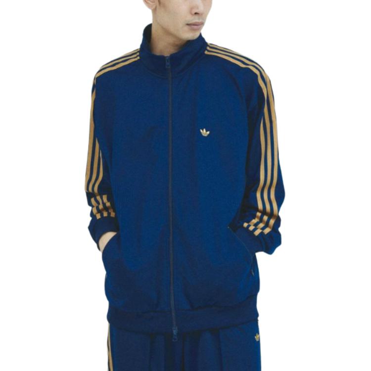 adidas Beckenbauer Tracksuit Logo Zip Jacket Blue/Yellow Long Sleeve JD5268