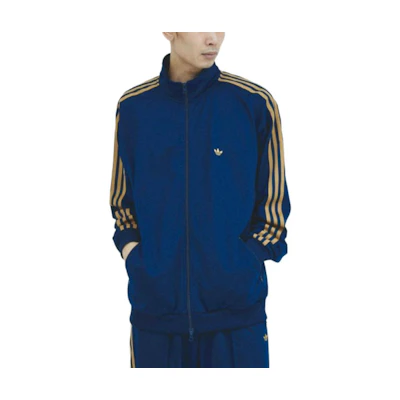 adidas Beckenbauer Tracksuit Logo Zip Jacket Blue/Yellow Long Sleeve JD5268