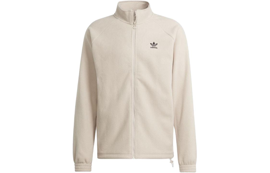 adidas Beige Letter Logo Print Stand Collar Long Sleeve Jacket (Japan) IM4491-JAPAN
