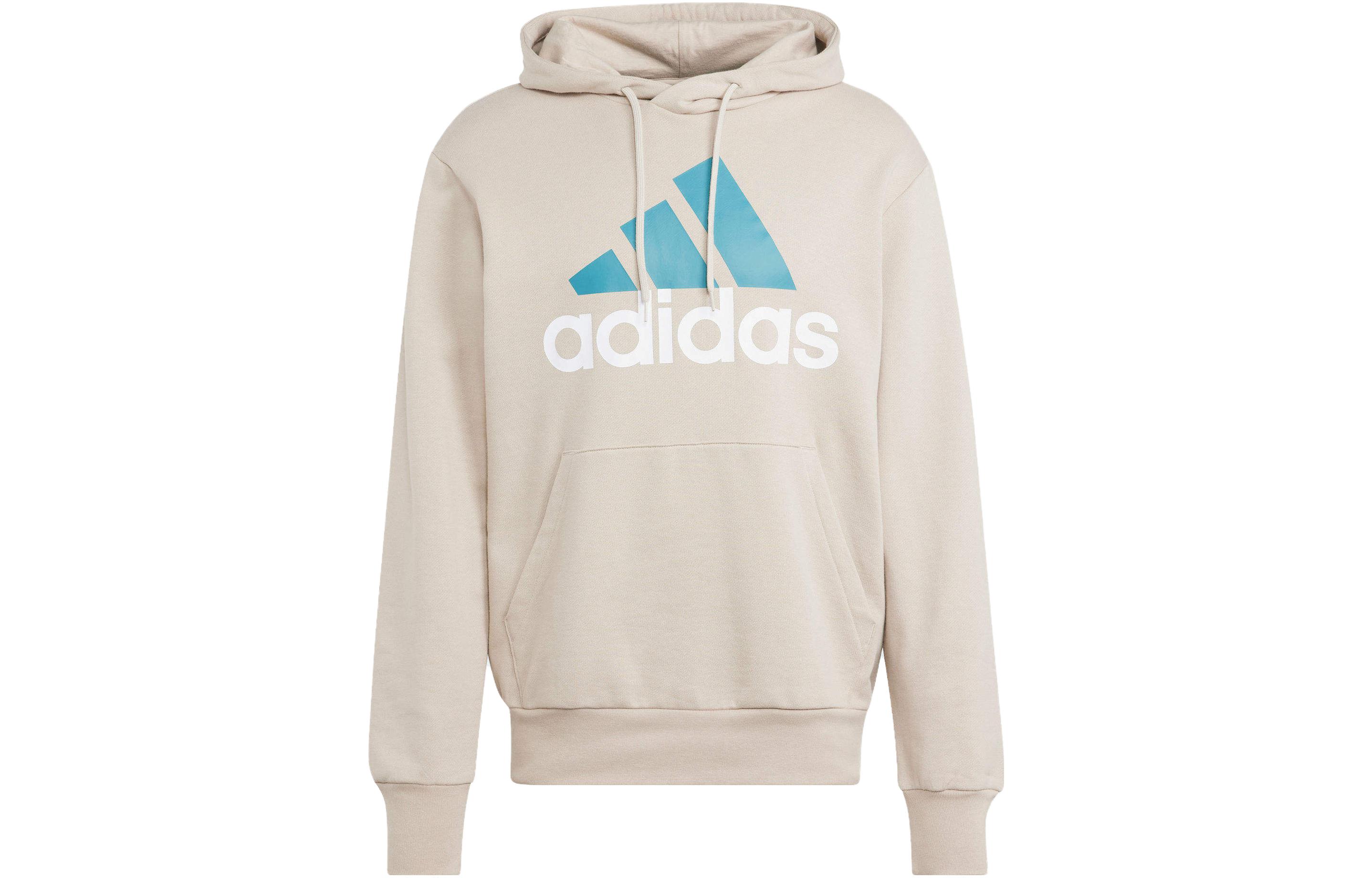 adidas Beige Letter Logo Printed Long-Sleeve Hoodie IJ8584