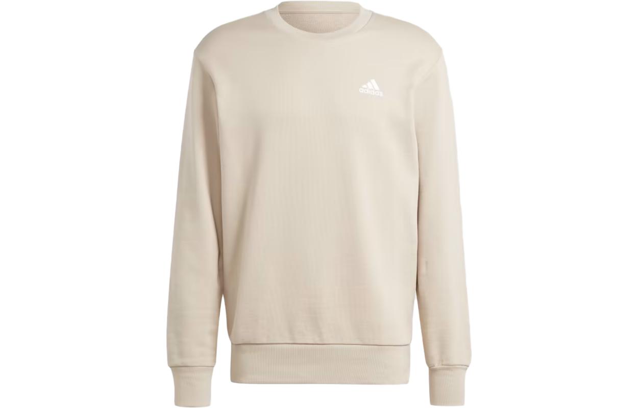 adidas Beige Pullover Long Sleeve Sweatshirt with Letter Print IJ6106