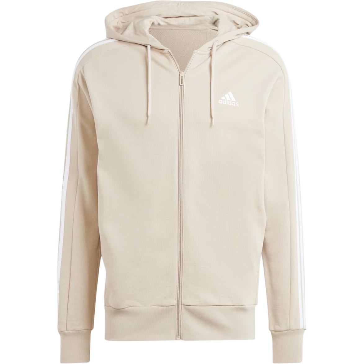 adidas Beige Windproof Running Casual Hoodie Jacket with Side Stripes IJ8695
