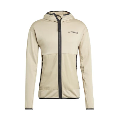 adidas Beige Zip Hoodie with Letter Logo Print HT2009