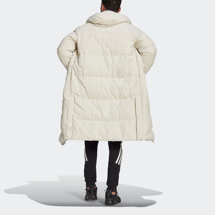 adidas Big Baffle Down Coat White Logo Mid-Length Puffer Jacket for Men. HN9926 圖 4