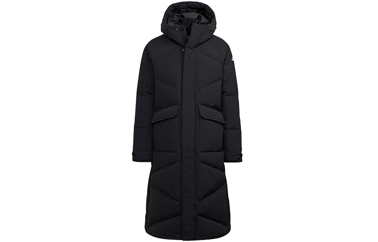 Order adidas Big Baffle Long Down Coat Black Winter Outdoor Hooded Jacket. GT6536