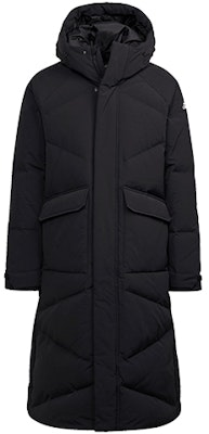 adidas Big Baffle Long Down Coat Black Winter Outdoor Hooded Jacket. GT6536 Order adidas Big Baffle Long Down Coat Black Winter Outdoor Hooded Jacket. GT6536