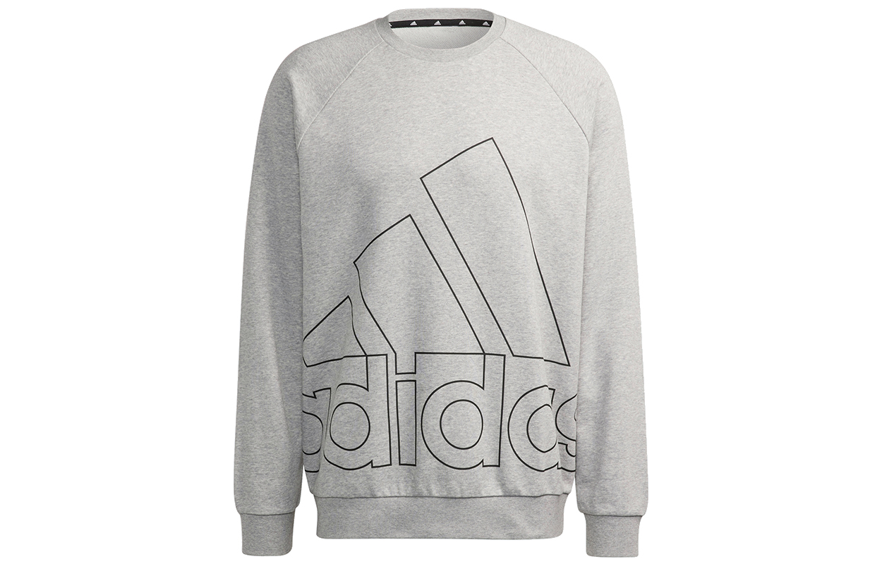 adidas Big Logo Crewneck Sweatshirt Letter Print Light Gray Casual Style HB5087