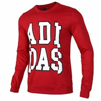 adidas Big Logo Red Crewneck Pullover Sweatshirt EI6271 adidas Big Logo Red Crewneck Pullover Sweatshirt EI6271