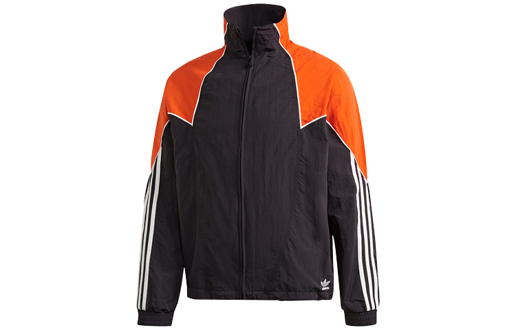 adidas Big Trefoil Abstract Retro Striped Running Training Jacket Black Men GE0811