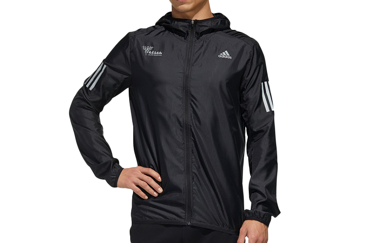 adidas BJM OTR Reflective Running Jacket Men Black Hooded Sports Coat FS5609