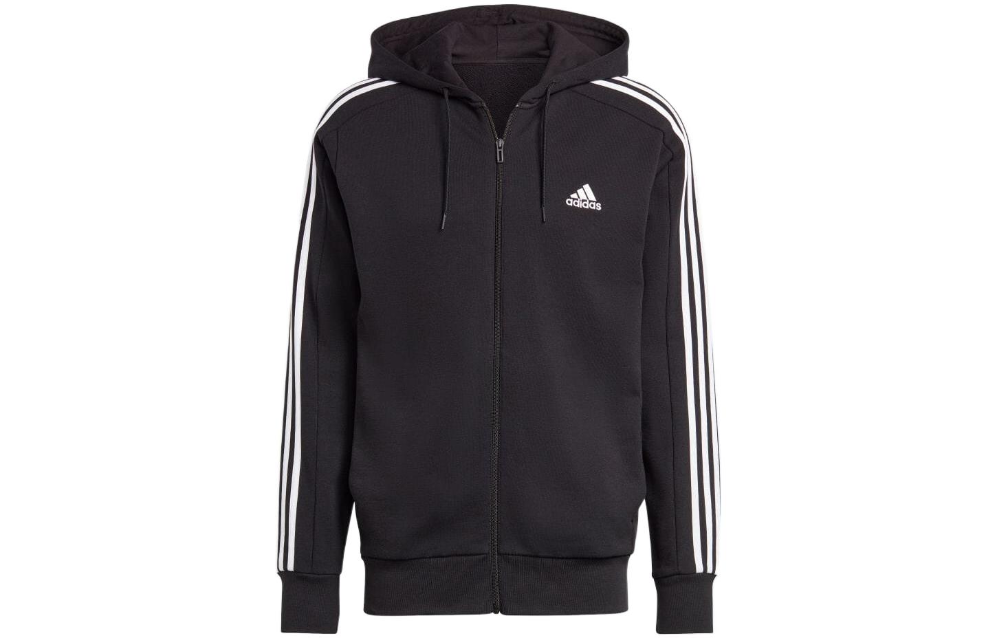 adidas Black 3-Stripes Logo Zip-Up Sweatshirt IC0433