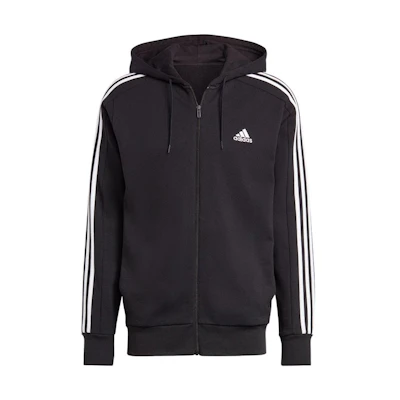 adidas Black 3-Stripes Logo Zip-Up Sweatshirt IC0433