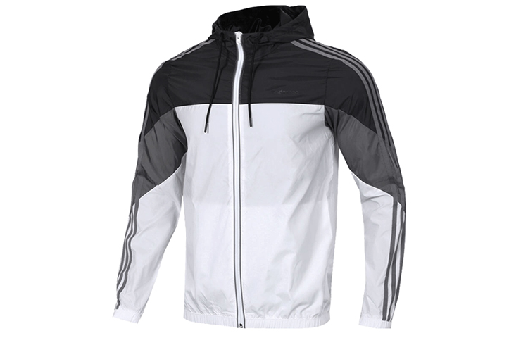adidas Black and White Hooded Track Jacket EJ7072