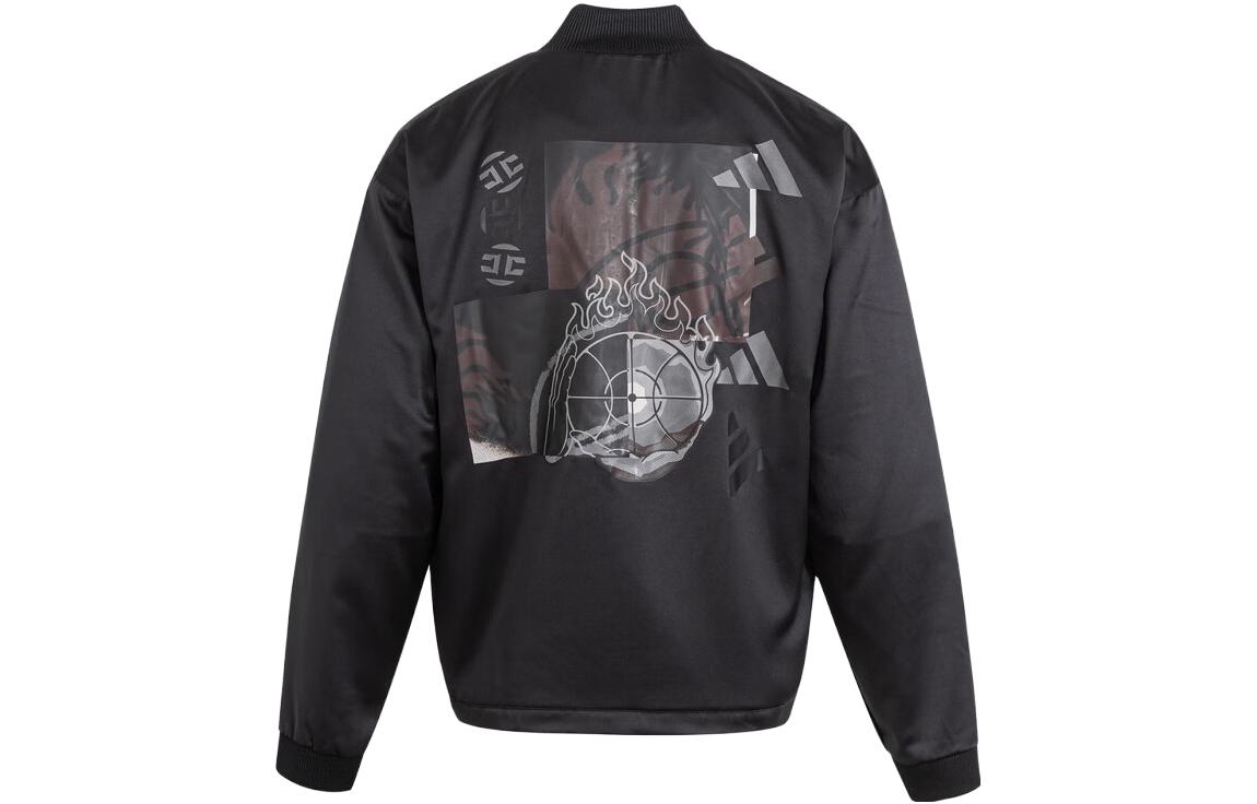adidas Black Basketball Jacket with Back Graphic and Drop-Shoulder Design IA6669