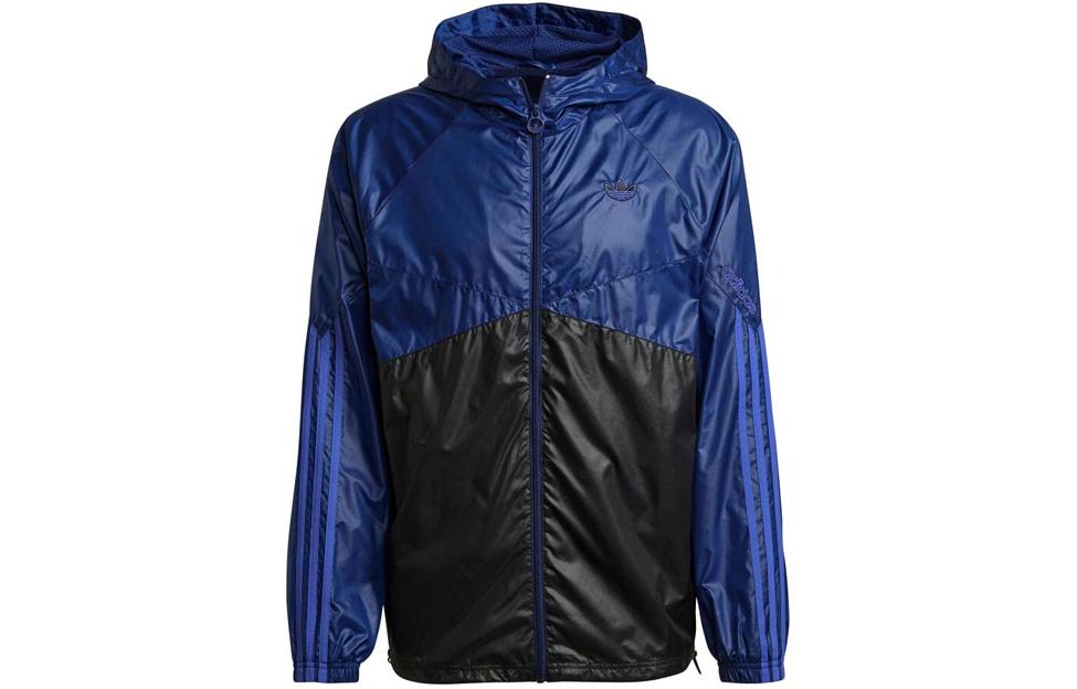 adidas Black Blue Colorblock Striped Zip Hoodie Jacket H06722